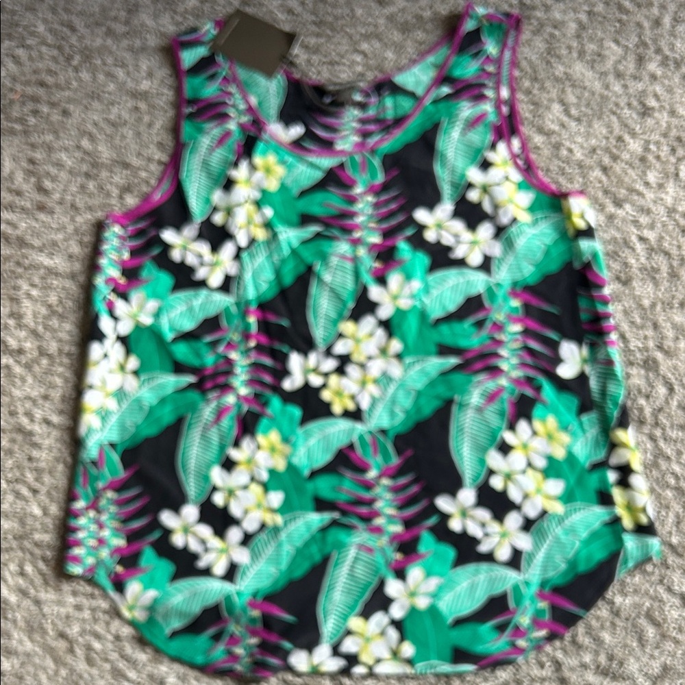 New w/tags Tommy Bahama Tropical Floral Tank Top - Green and Black size ladies M